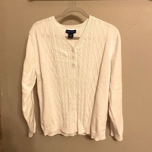 Karen Scott white cable knit pull over sweater